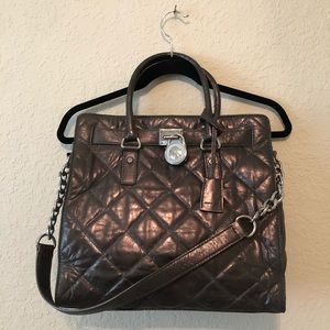 Michael Kors Hamilton Large Tote metallic gray